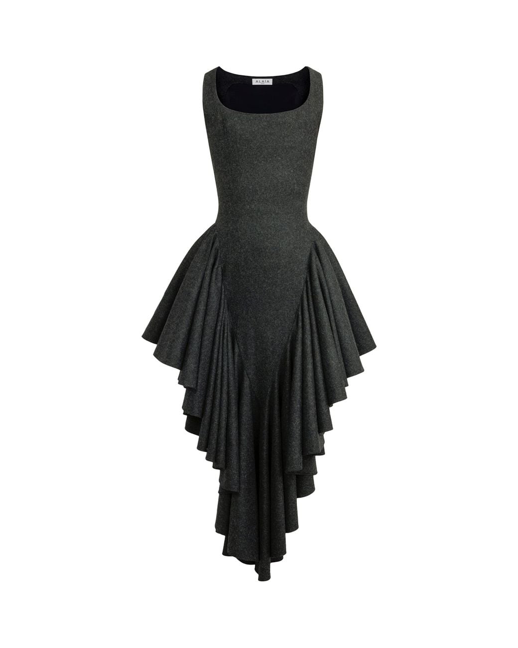 Alaïa Black Wool Felt Triangle Mini Dress