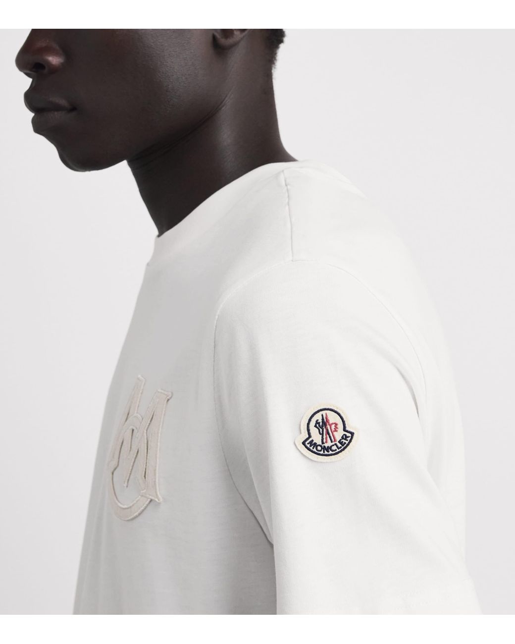 Moncler White Cotton Logo T-Shirt for men