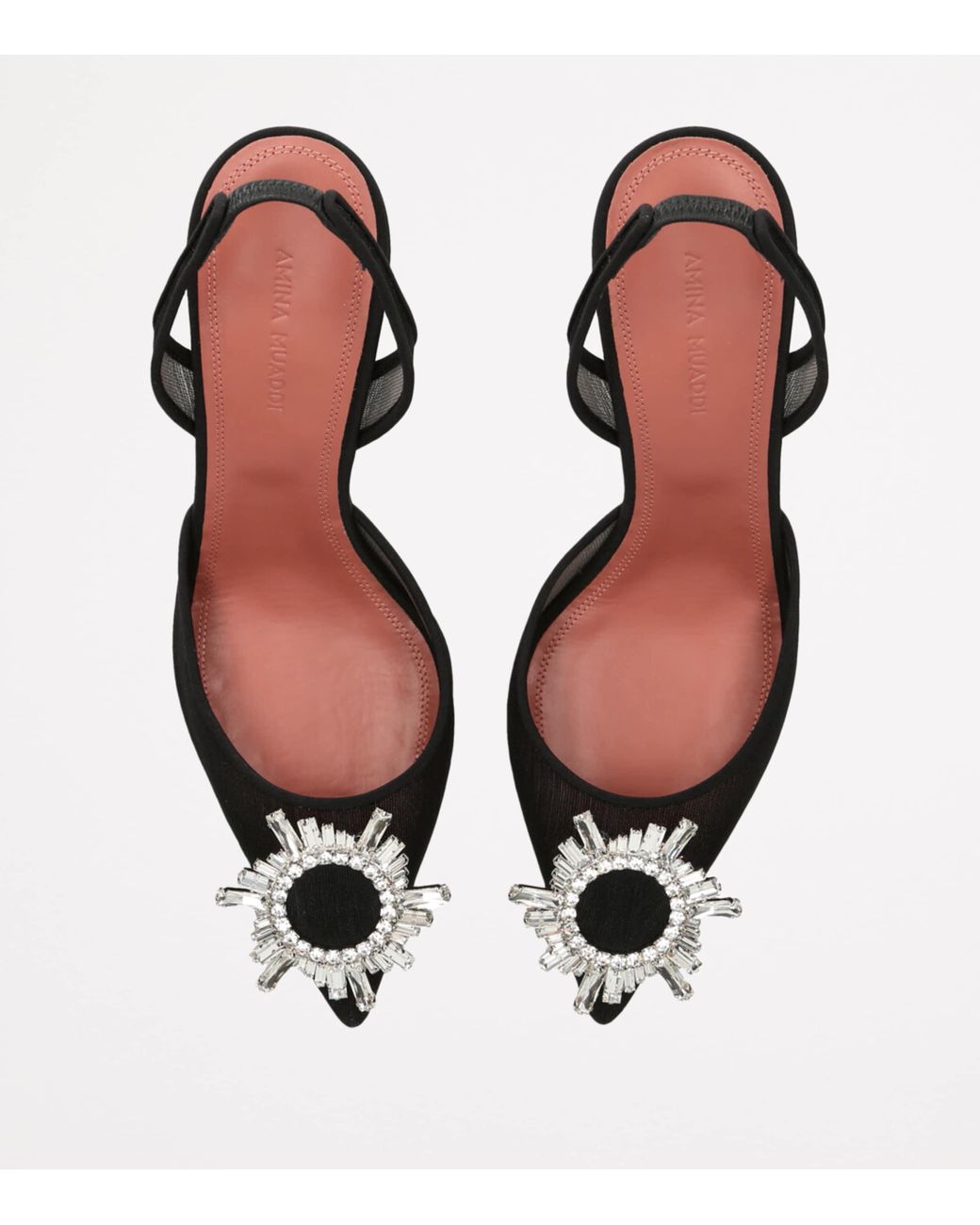 AMINA MUADDI Black Mesh Begum Slingback Pumps 70