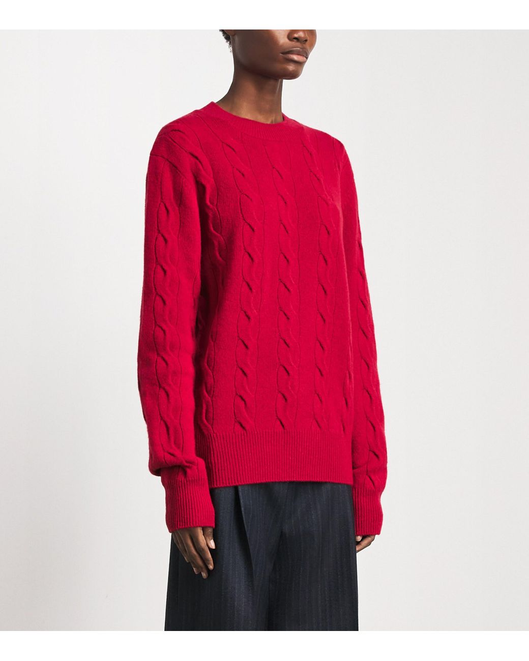 AMI Red Wool Cable-Knit Sweater