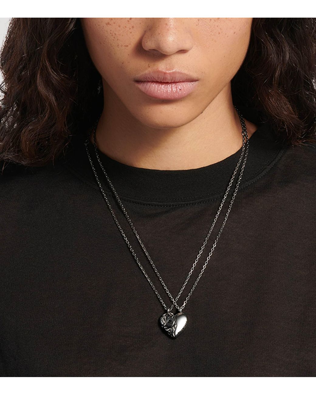 Balenciaga Metallic Engraved Midnight Friendship Necklace
