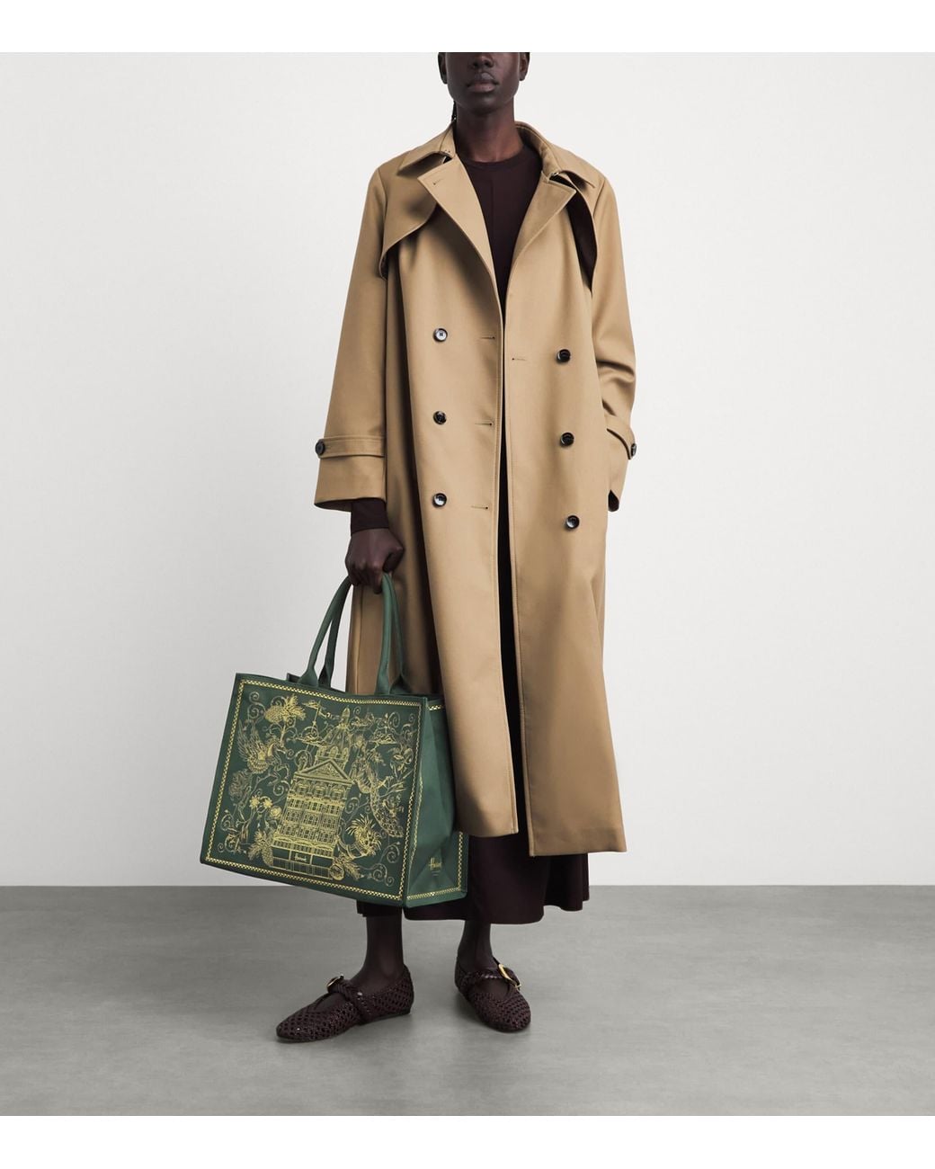 Harrods Green Building Print Tote Bag