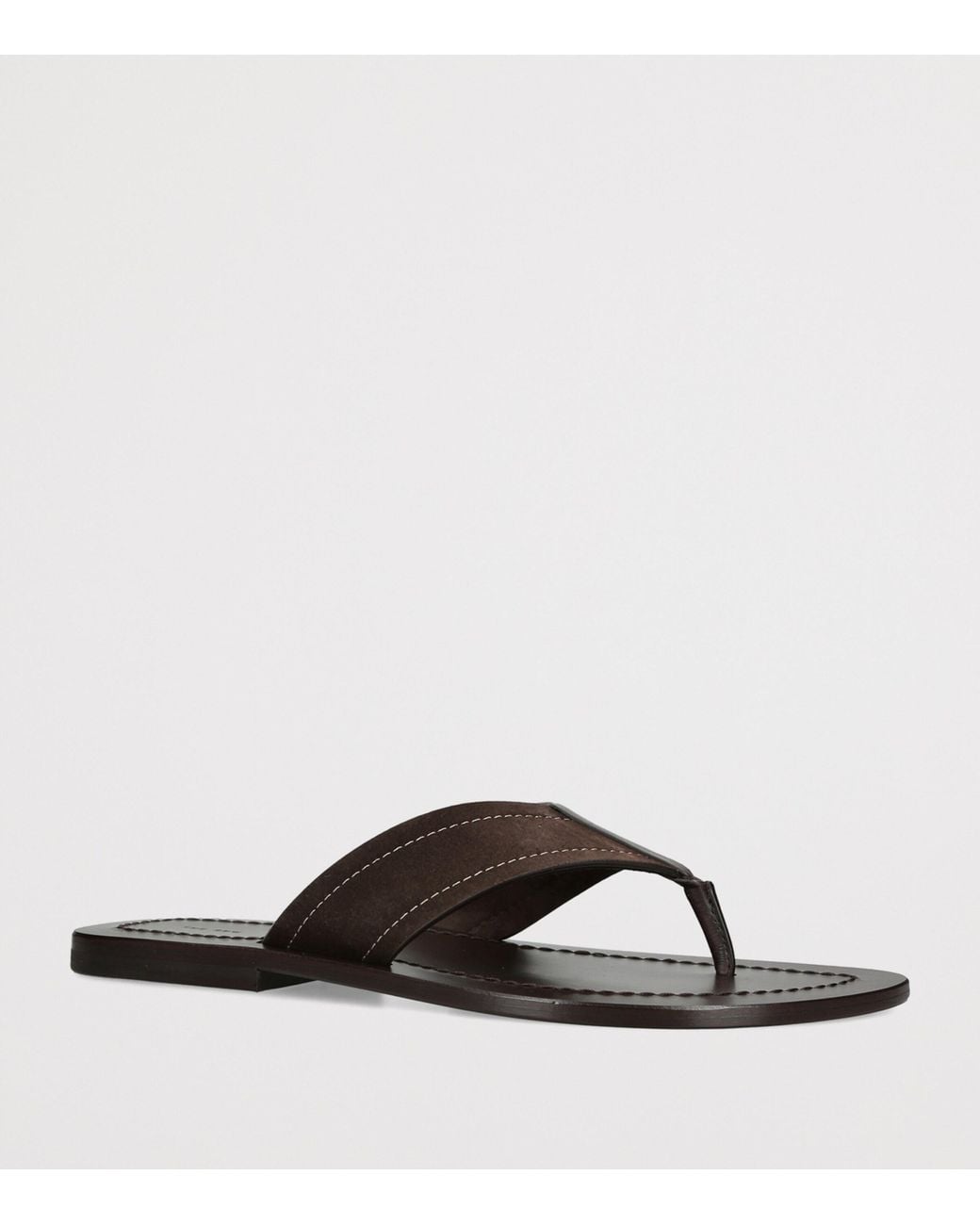 The Row Brown Dan Leather Flip Flops