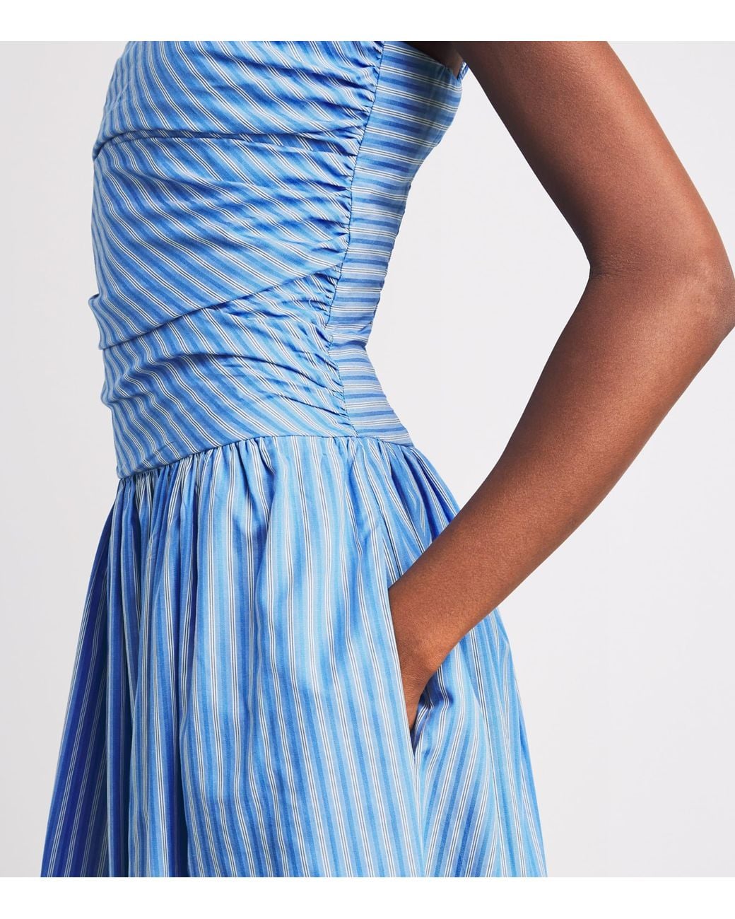 Faithfull The Brand Blue Cotton Stripe Portlligat Maxi Dress