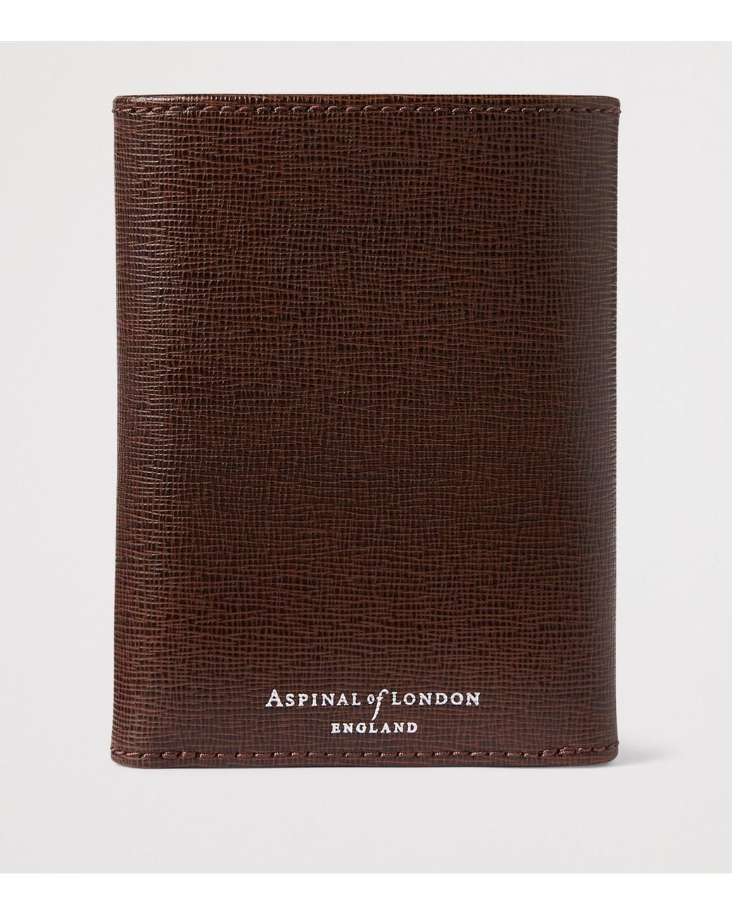 Aspinal Brown Leather Trifold Wallet for men