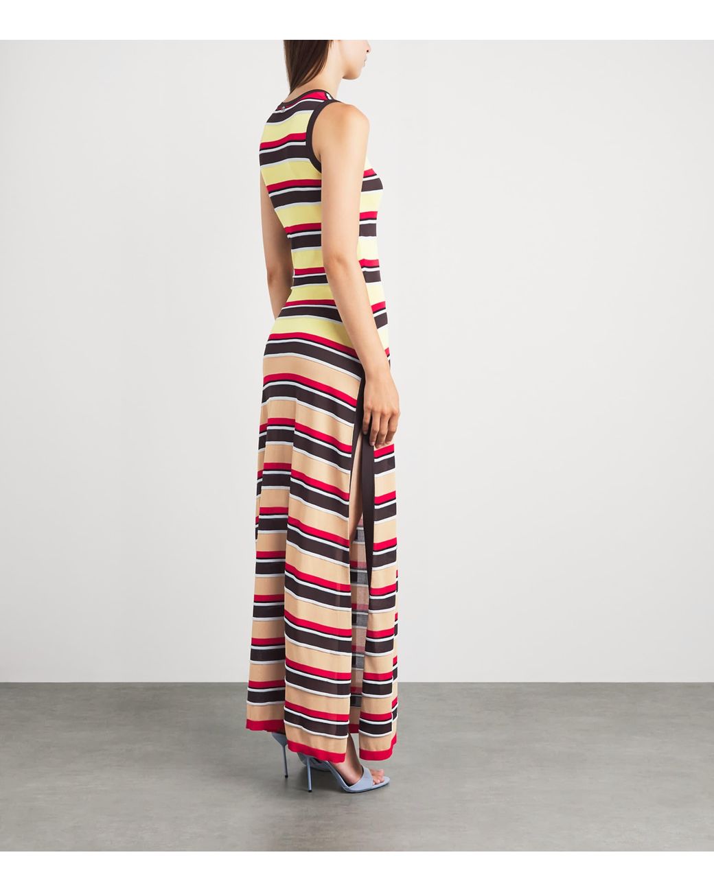 Rabanne White Stripe Cut-Out Maxi Dress