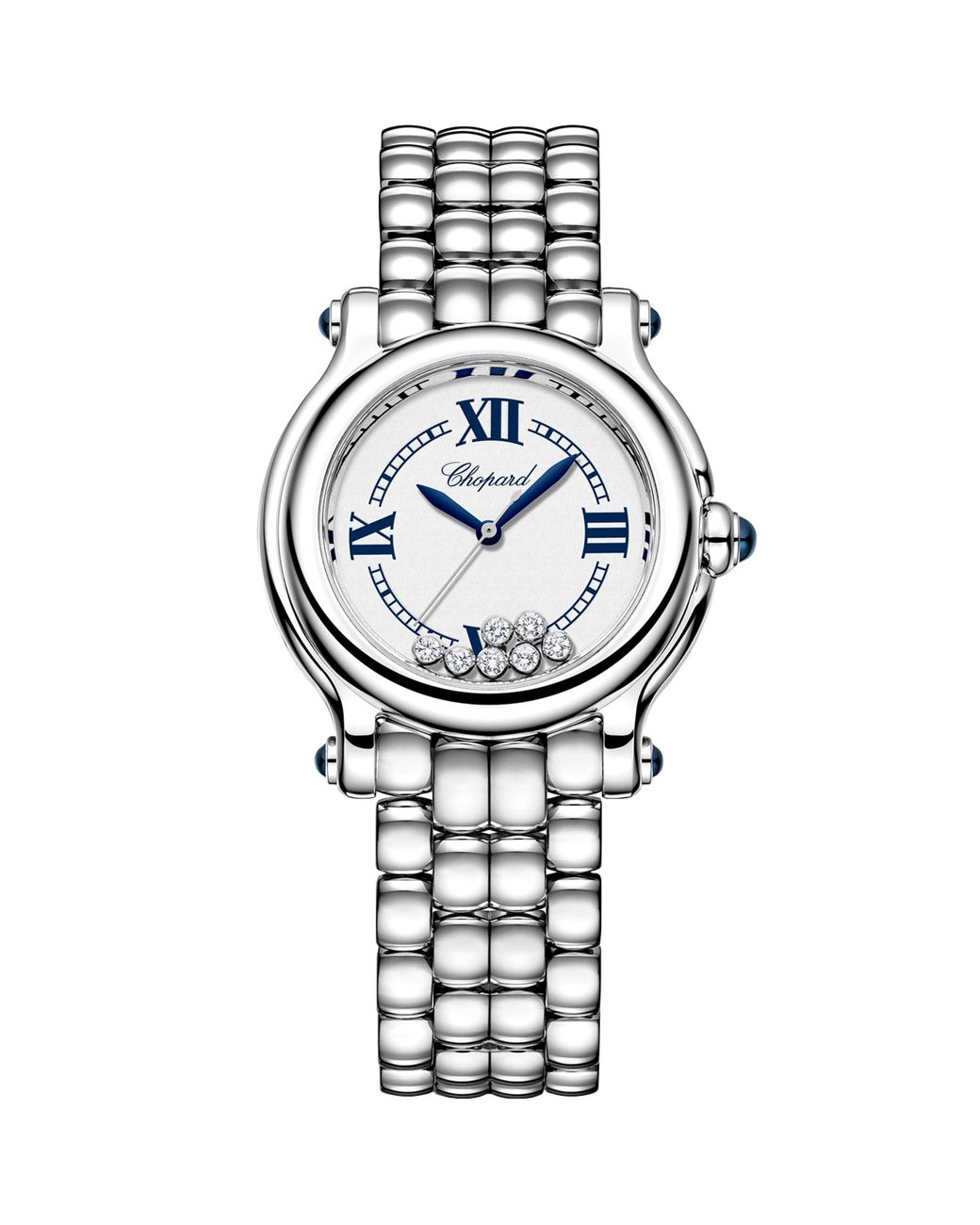 Chopard Metallic Stainless Steel And Diamond Happy Sport Watch