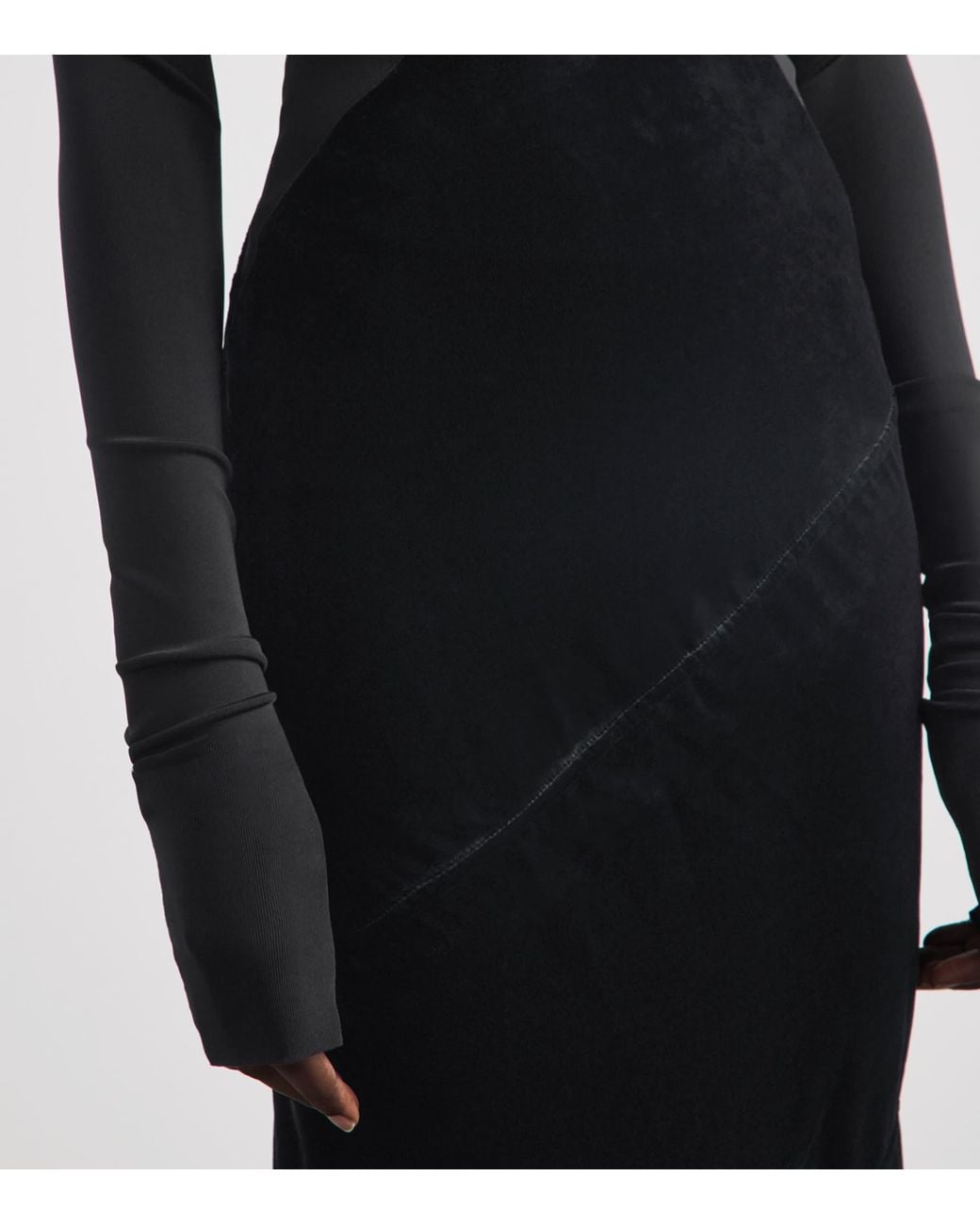 Rick Owens Black Contrast Abito Gown