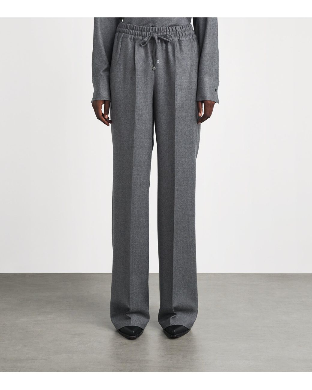 Kiton Gray Virgin Wool Drawstring Trousers