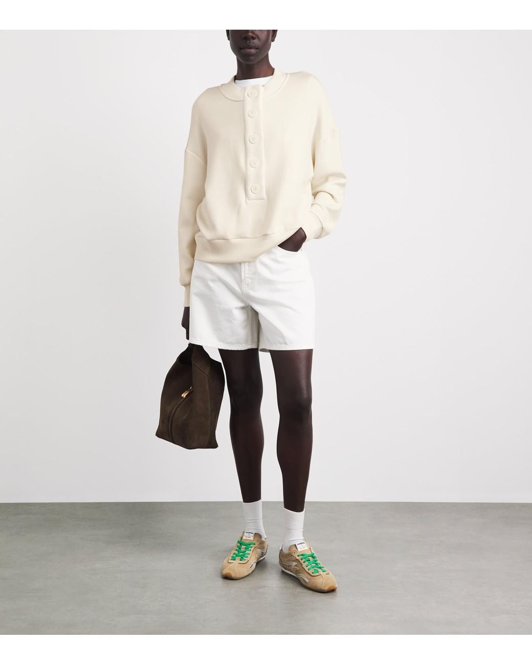 Varley White Button-Up Reena Sweatshirt