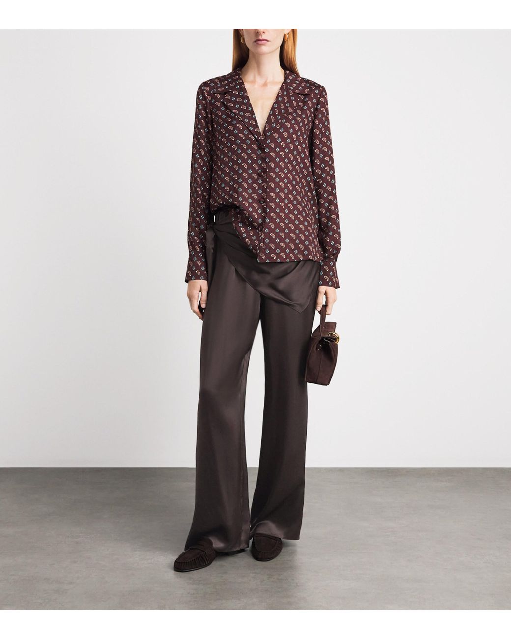 Doen Brown Silk Lavona Scarf Trousers