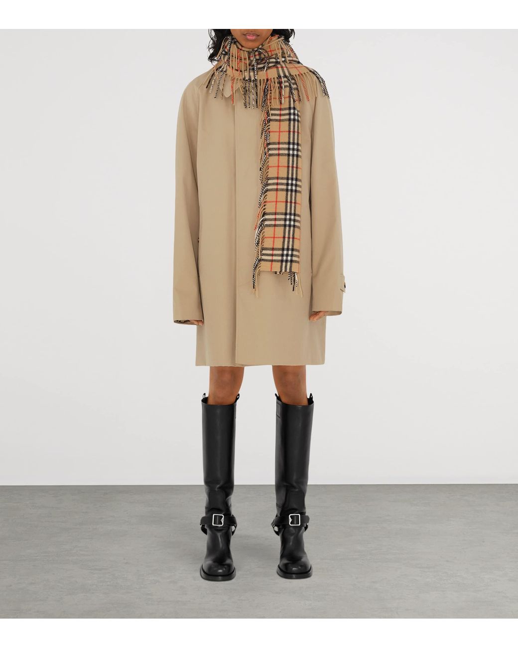 Burberry White Cashmere Check Happy Scarf