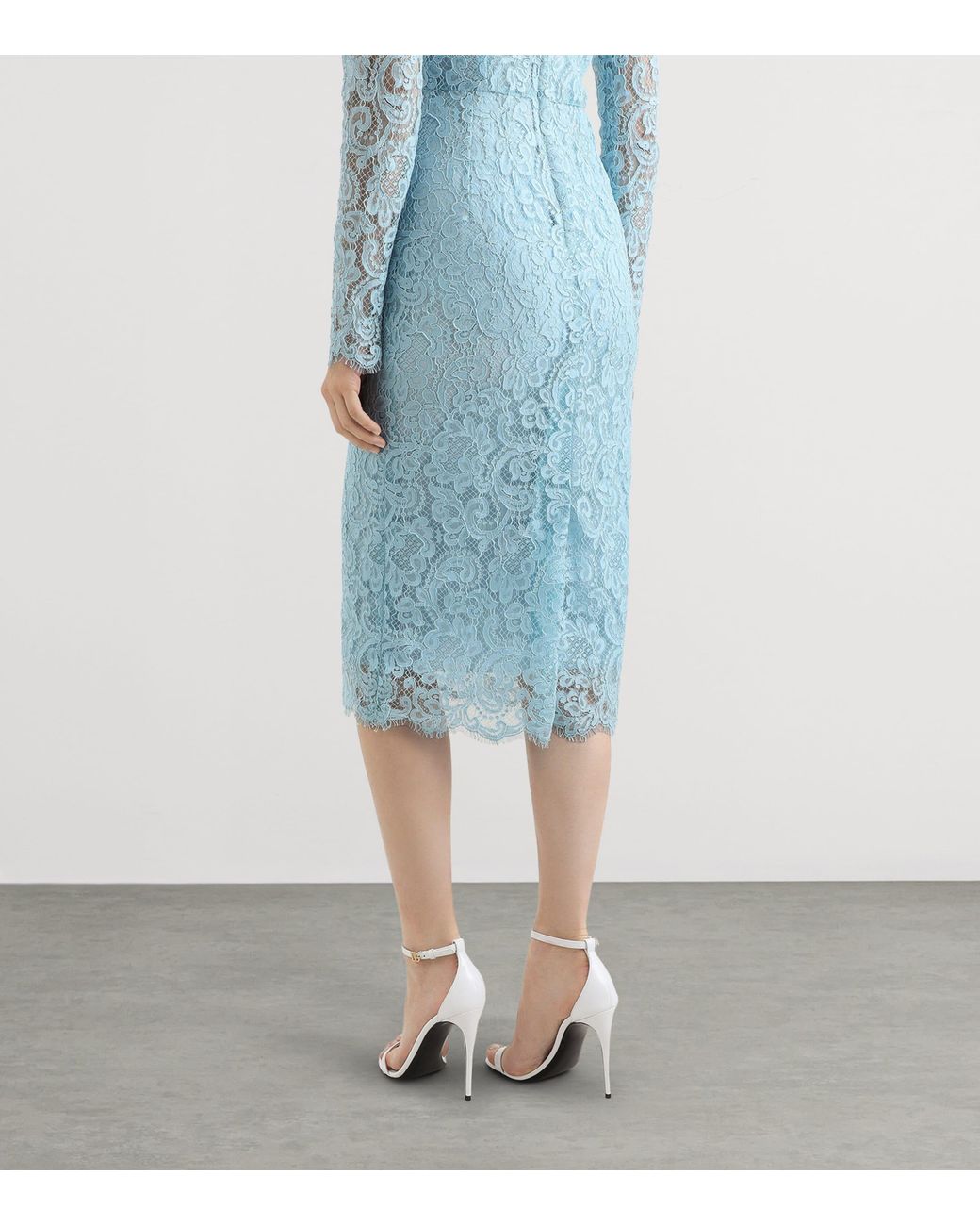 Dolce & Gabbana Blue Lace Midi Dress