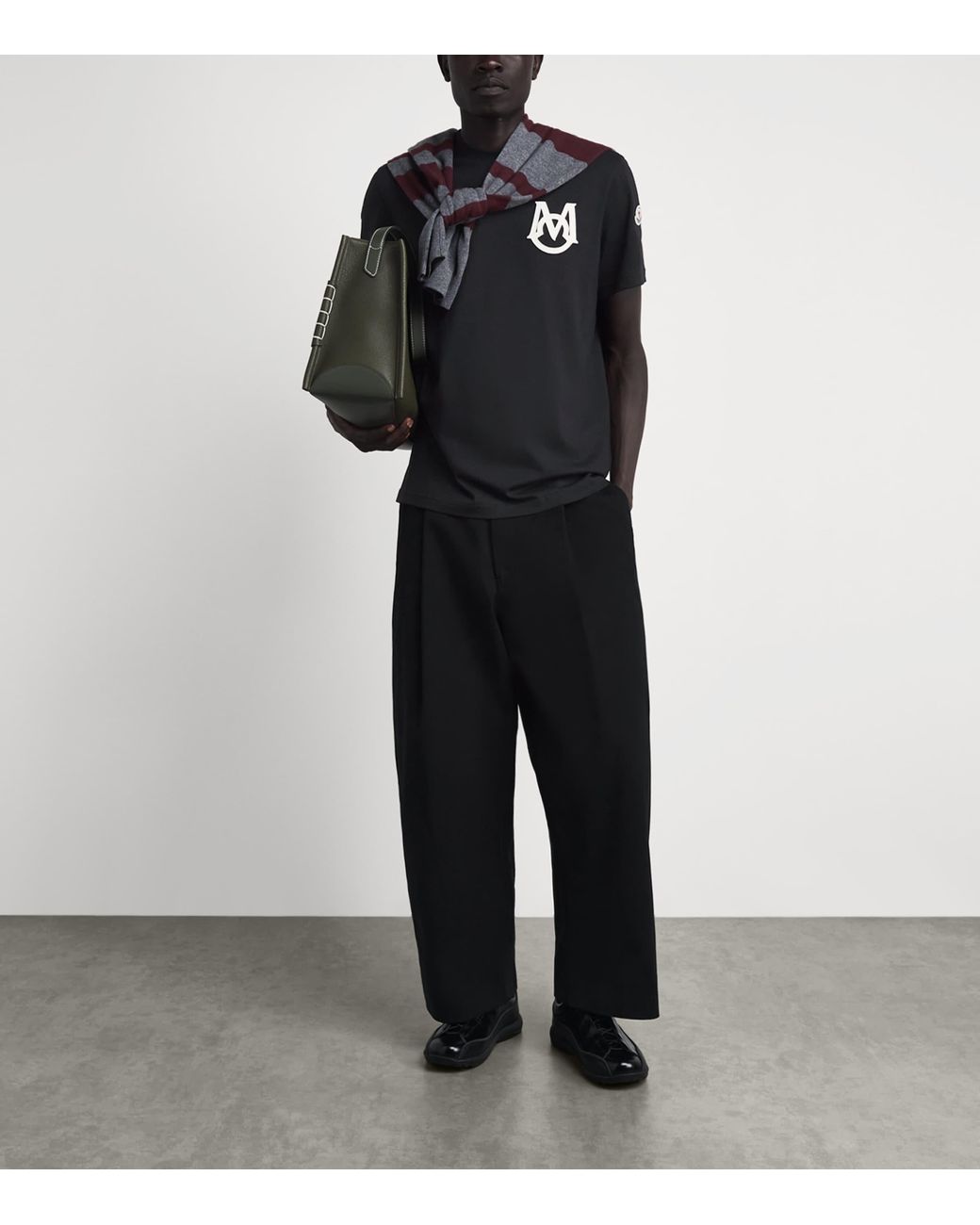 Moncler Black Cotton Logo T-Shirt for men