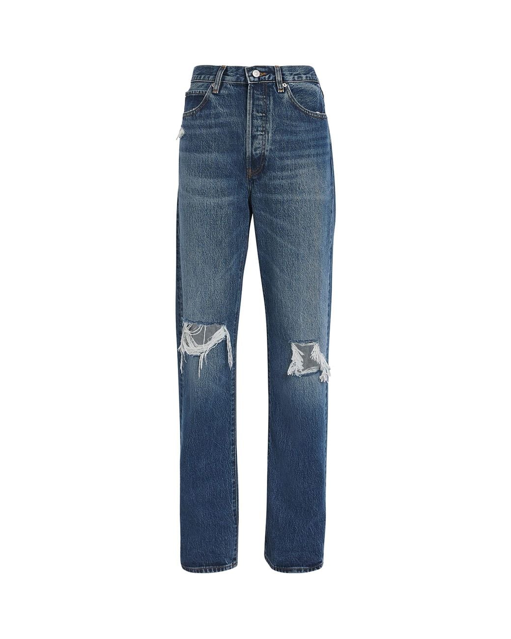 FRAME Blue Distressed The Vertical Straight Jeans