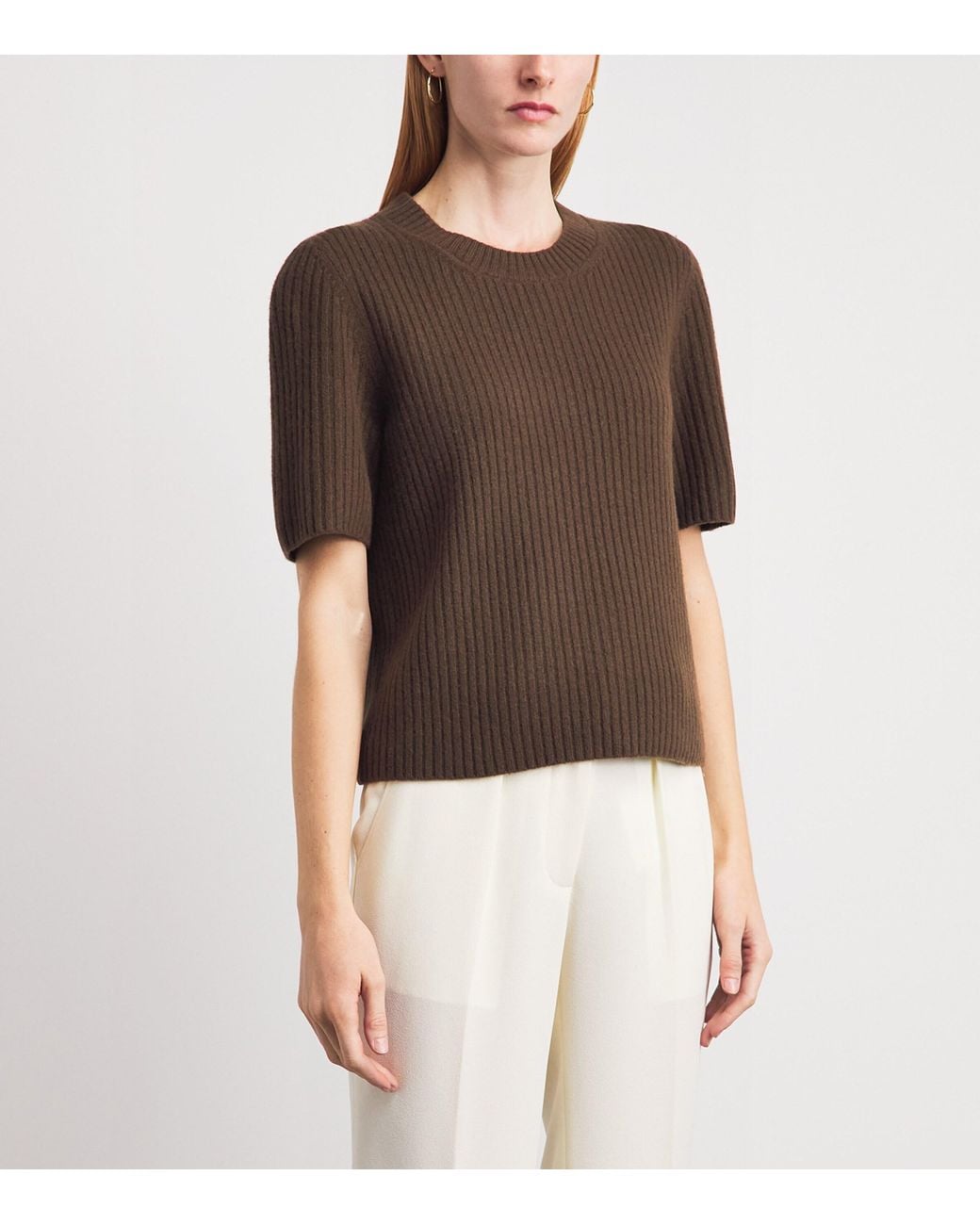 ME+EM Brown Merino Wool Ribbed T-Shirt