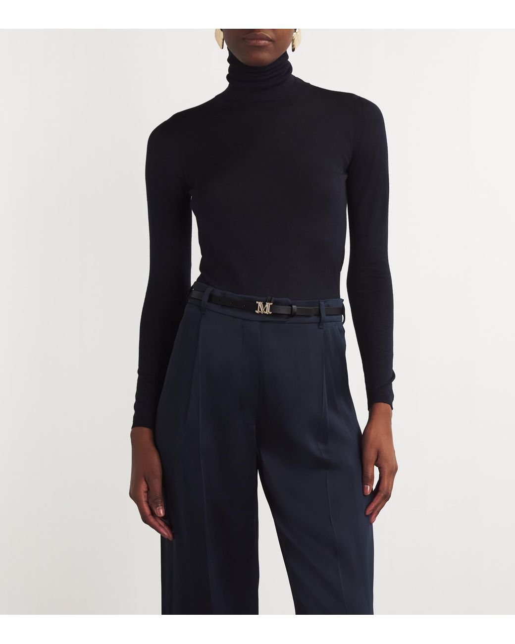 Max Mara Black Leather Monogram Belt