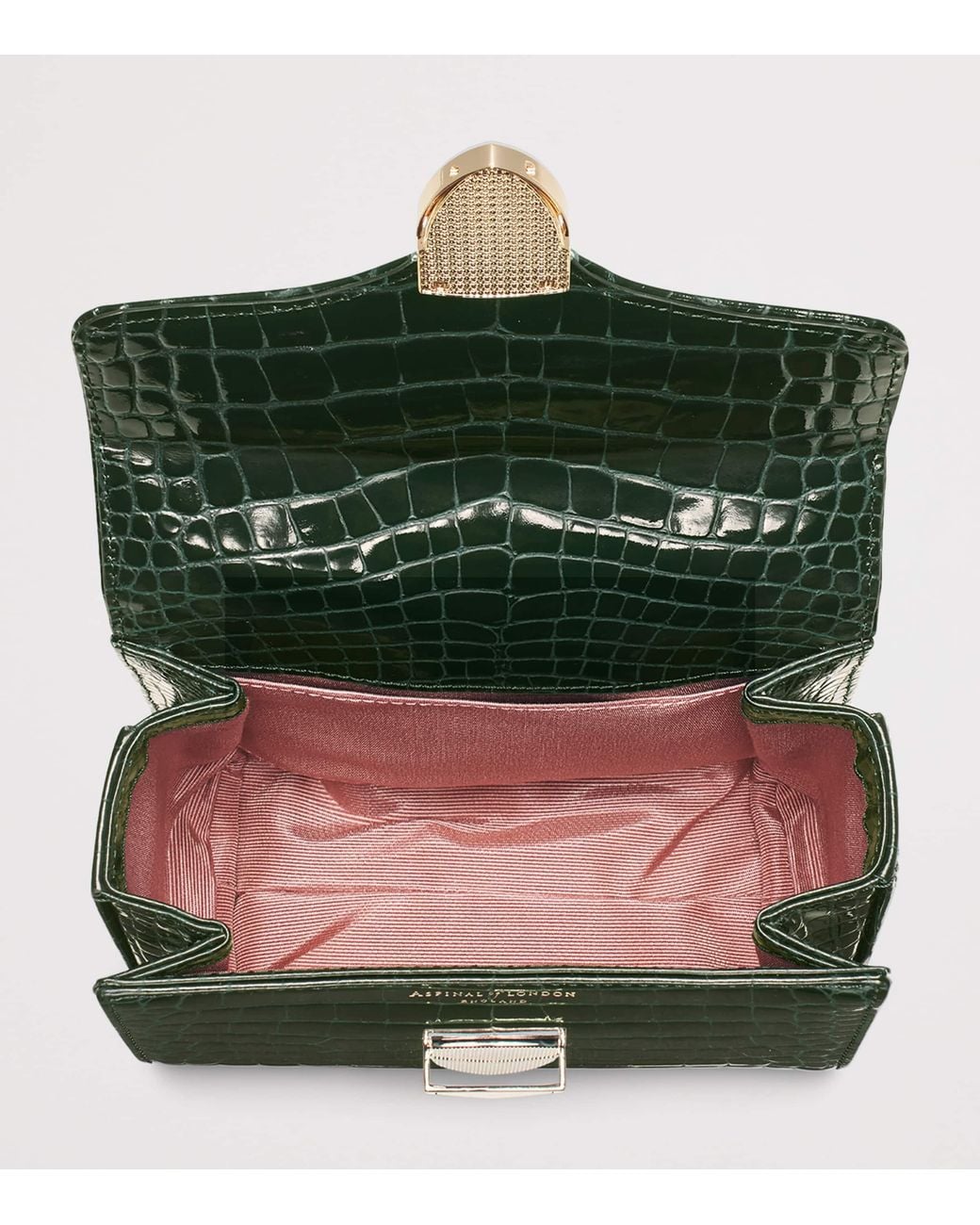 Aspinal Green Mini Leather Mayfair Top-Handle Bag