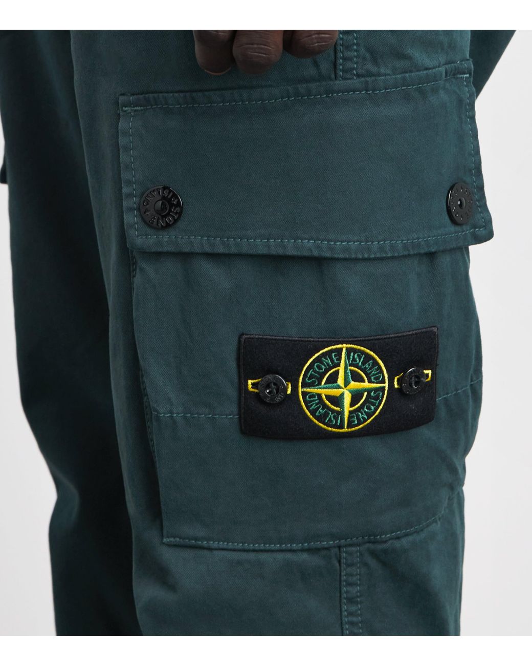 Stone Island Blue Stretch-Cotton Slim Cargo Trousers for men