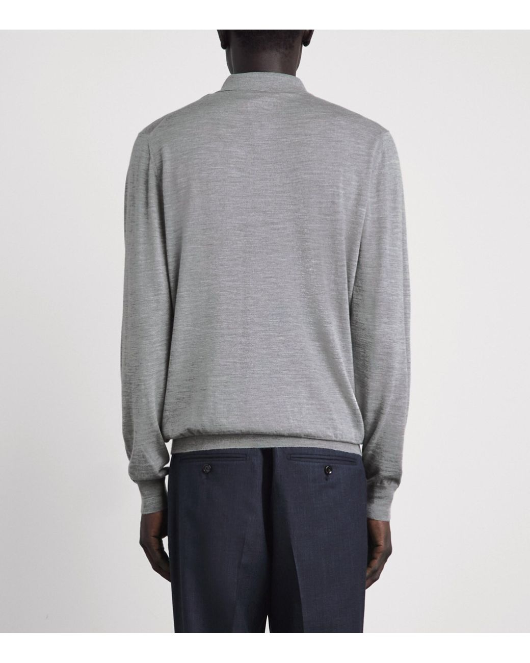 Lardini Gray Wool-Silk-Cashmere Quarter-Zip Sweater for men