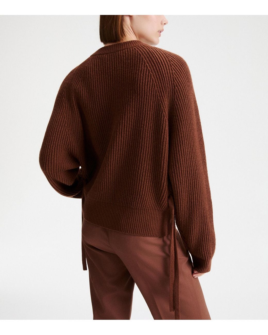Marella Brown Wool Lace-Detail Sweater