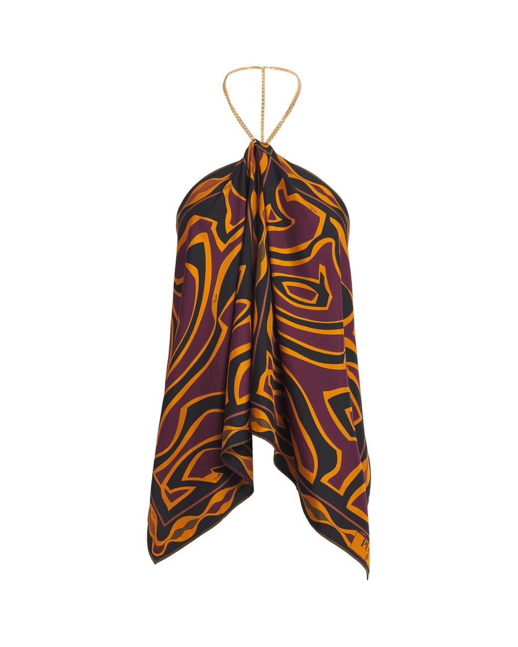 Emilio Pucci Brown Silk Labirinto Print Chain Blouse