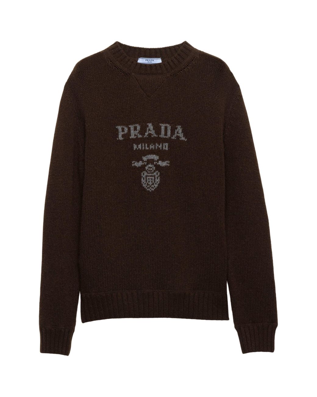 Prada Brown Logo Knitted Round Neck Jumper