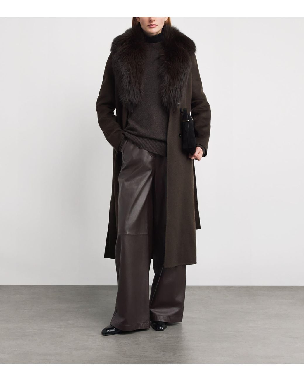 Yves Salomon Brown Lambskin Wide-Leg Trousers