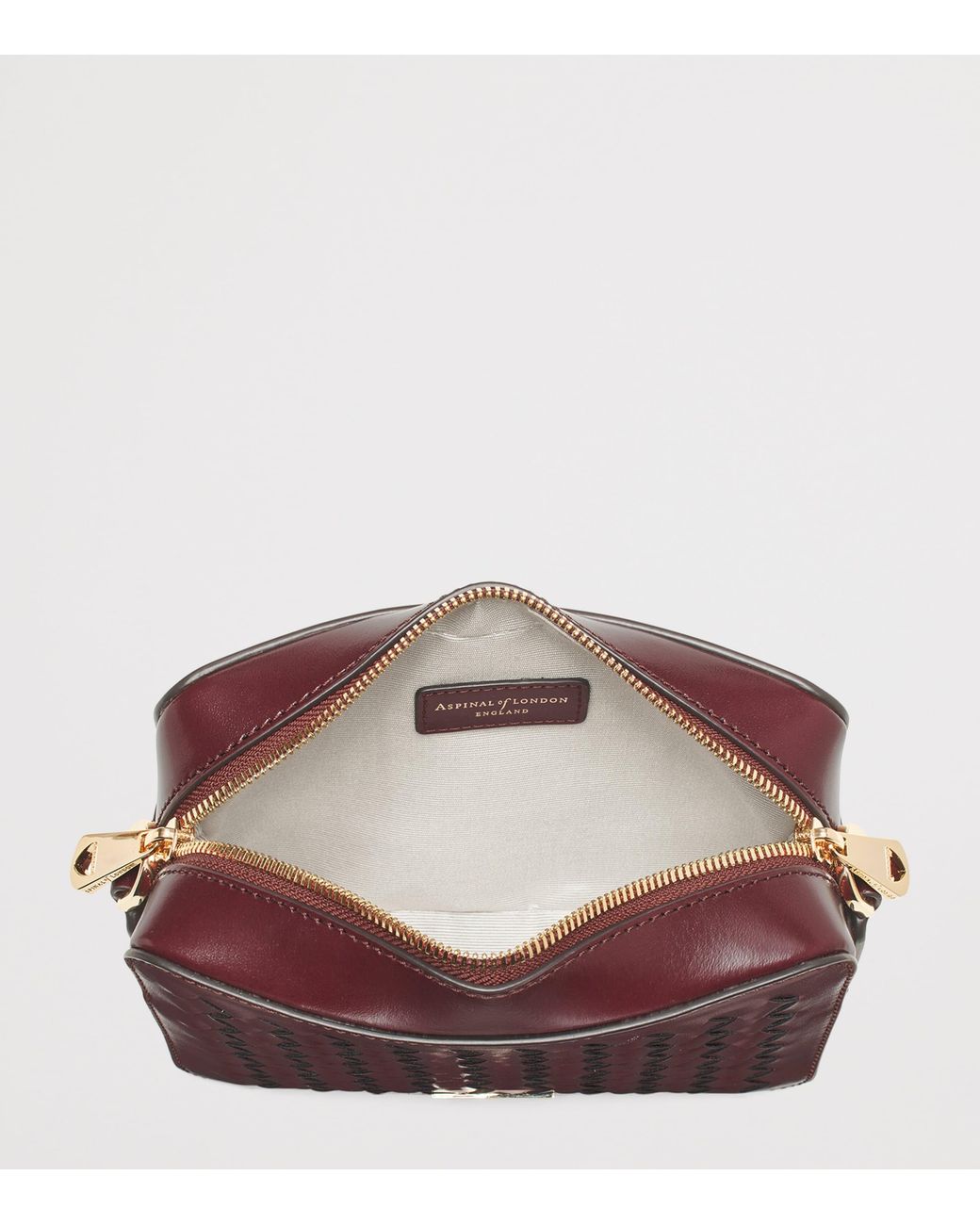 Aspinal Purple Leather Slot Weave Camera Bag