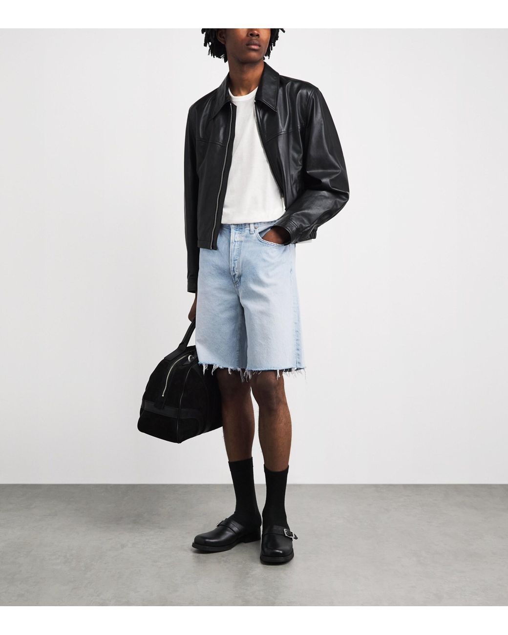 Agolde Blue Denim Anson Shorts for men