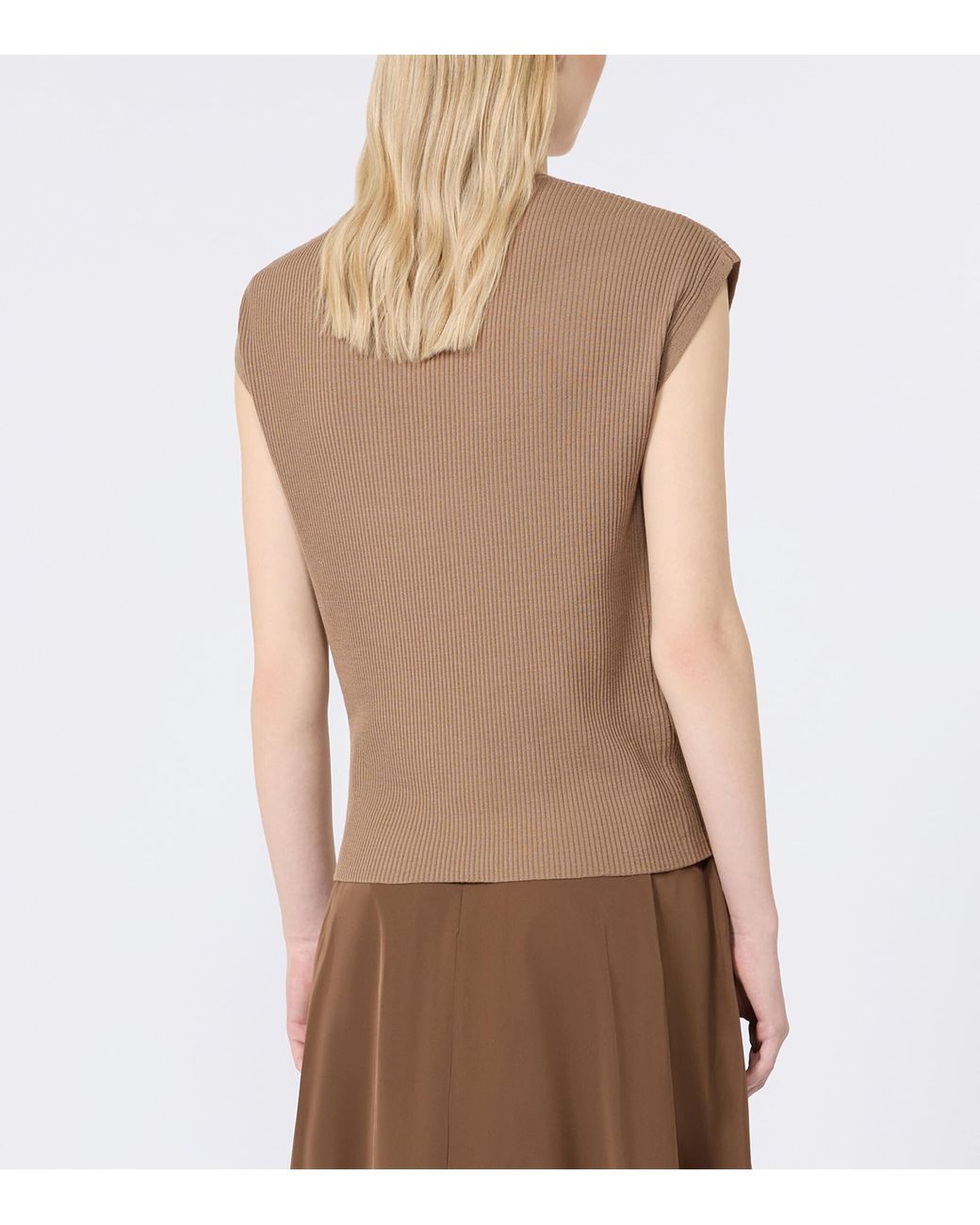 Max Mara Natural Virgin Wool Ribbed Top