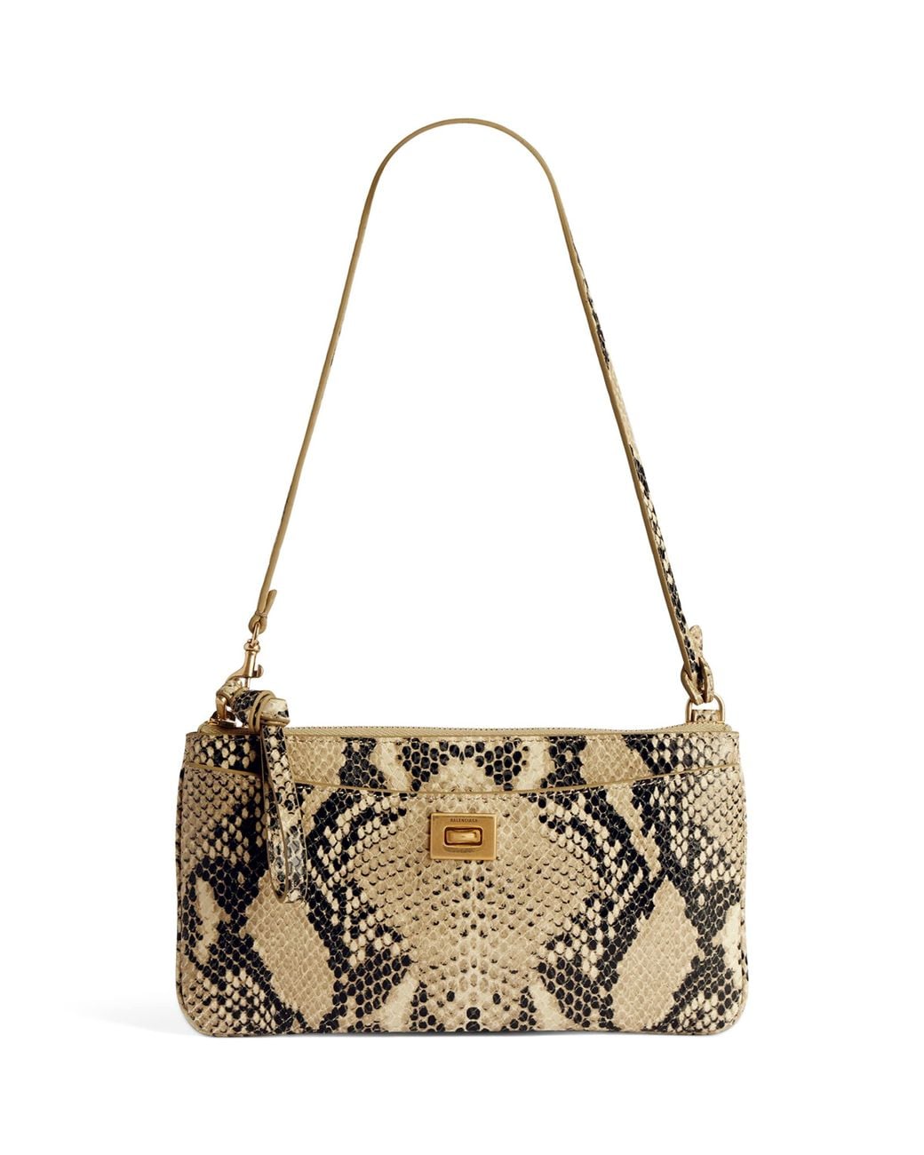 Balenciaga Metallic Calfskin Python-Embossed Pouch