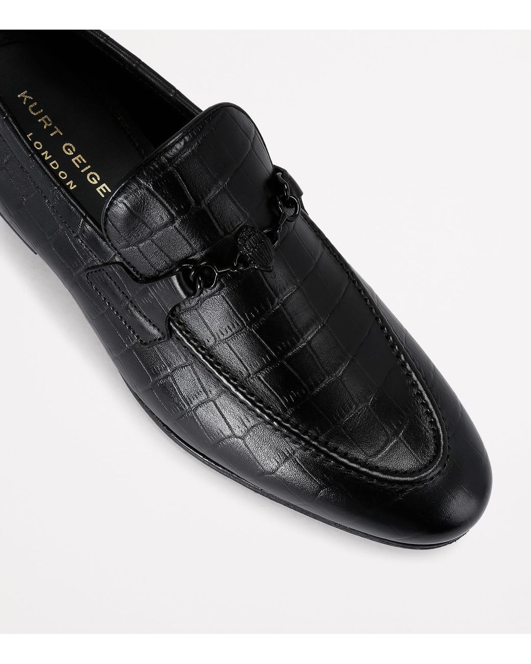 Kurt Geiger Black Croc-Embossed Alton Loafers for men