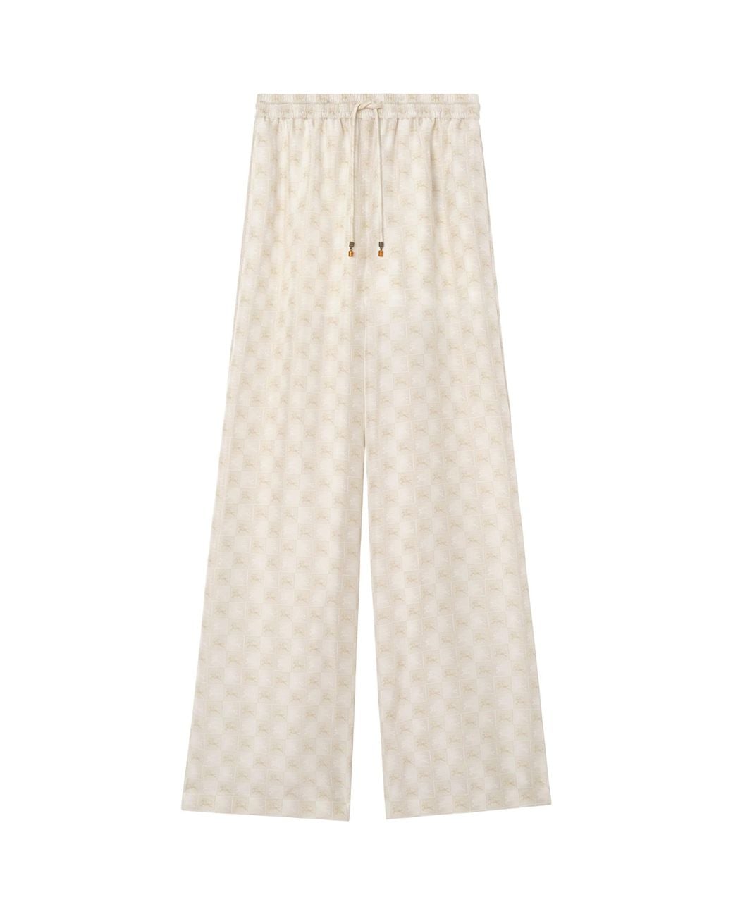 Burberry Natural Silk Equestrian Knight Design Trousers