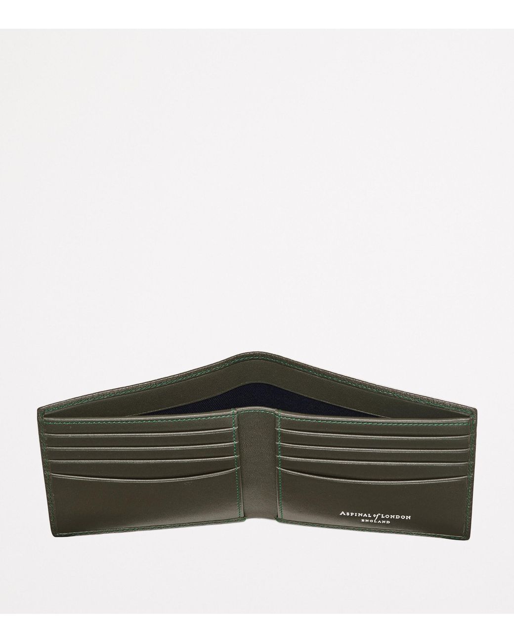Aspinal Green Leather Bifold Wallet for men