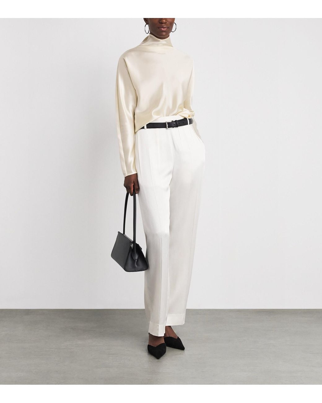 Almada Label Natural Satin High-Neck Maddy Blouse