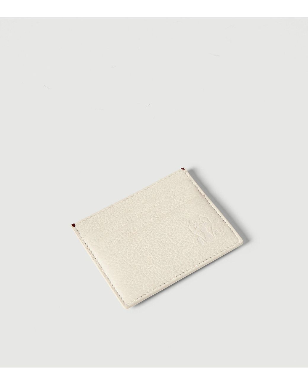 Brunello Cucinelli Natural Grained Leather Card Holder for men