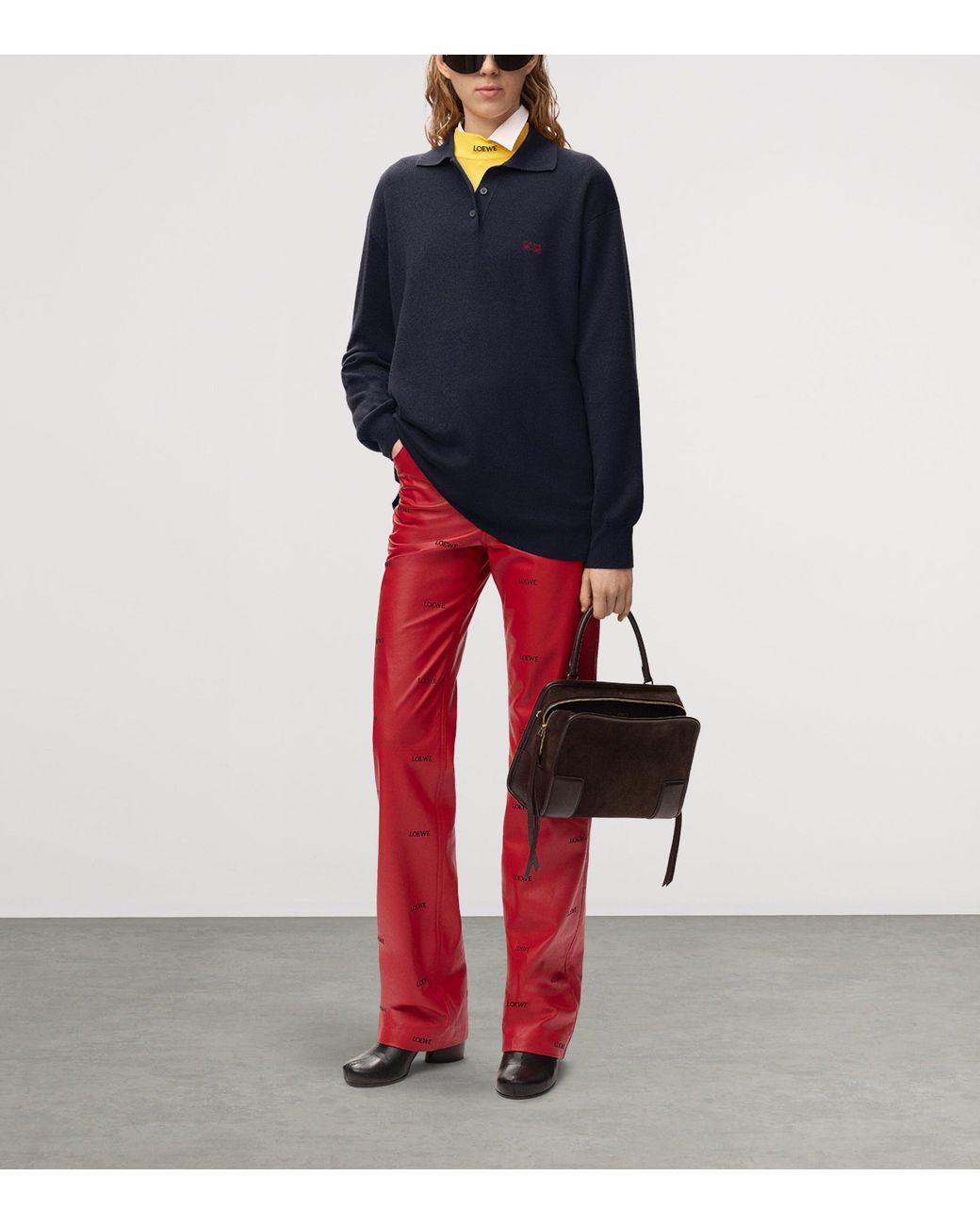 Loewe Blue Cashmere-Silk Polo Sweater