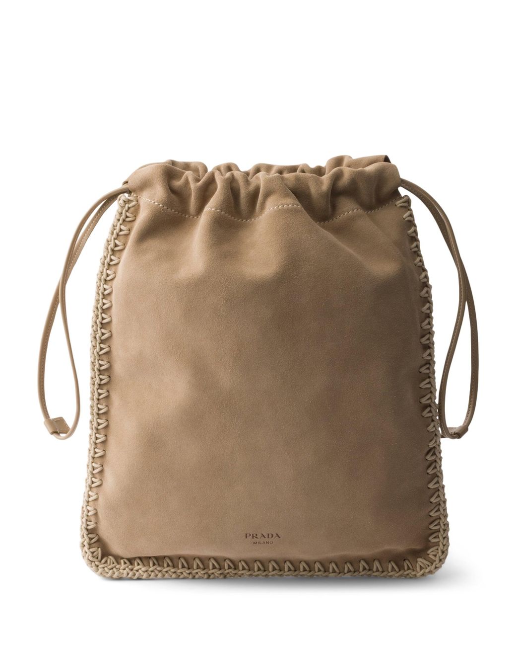 Prada Natural Suede Drawstring Wish Pouch