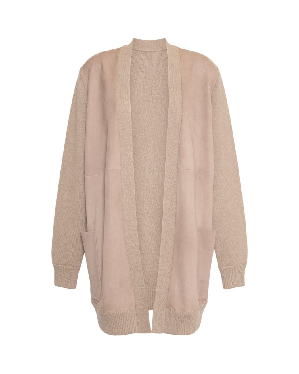Max Mara Natural Wool-Cashmere-Suede Cardigan