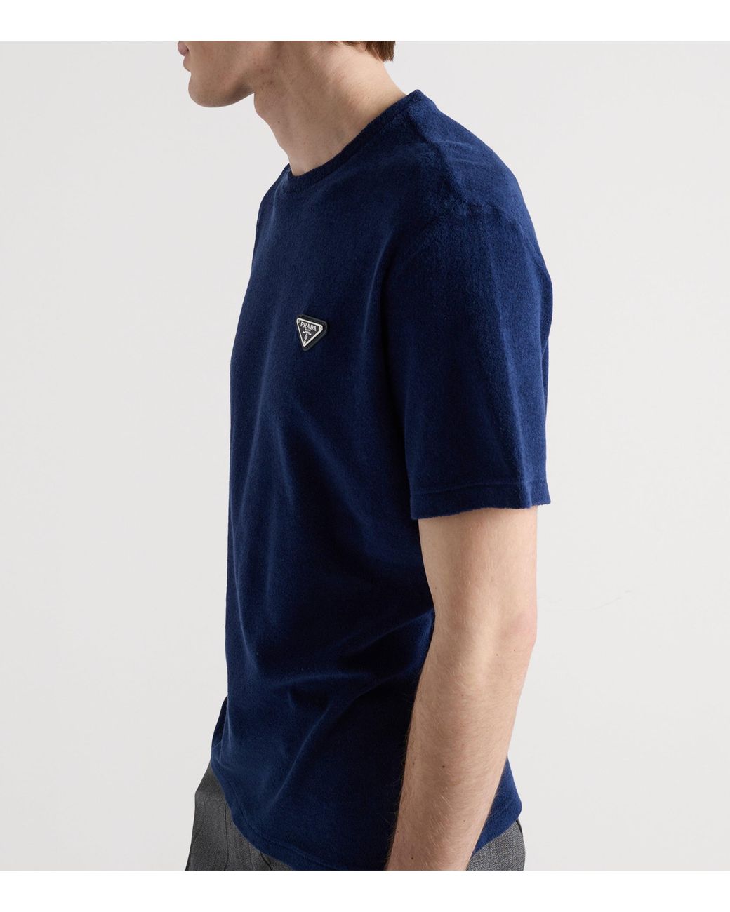 Prada Blue Terry Towelling T-Shirt for men