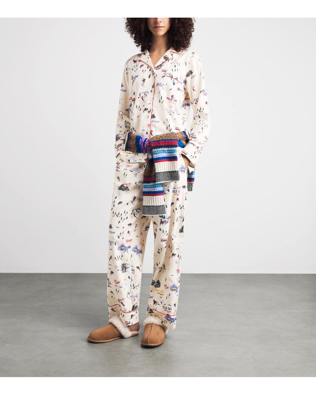 Polo Ralph Lauren White Cotton Ski Long-Sleeve Pyjama Set
