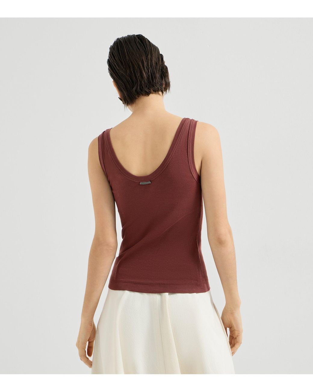 Brunello Cucinelli Red Stretch-Cotton Ribbed Tank Top
