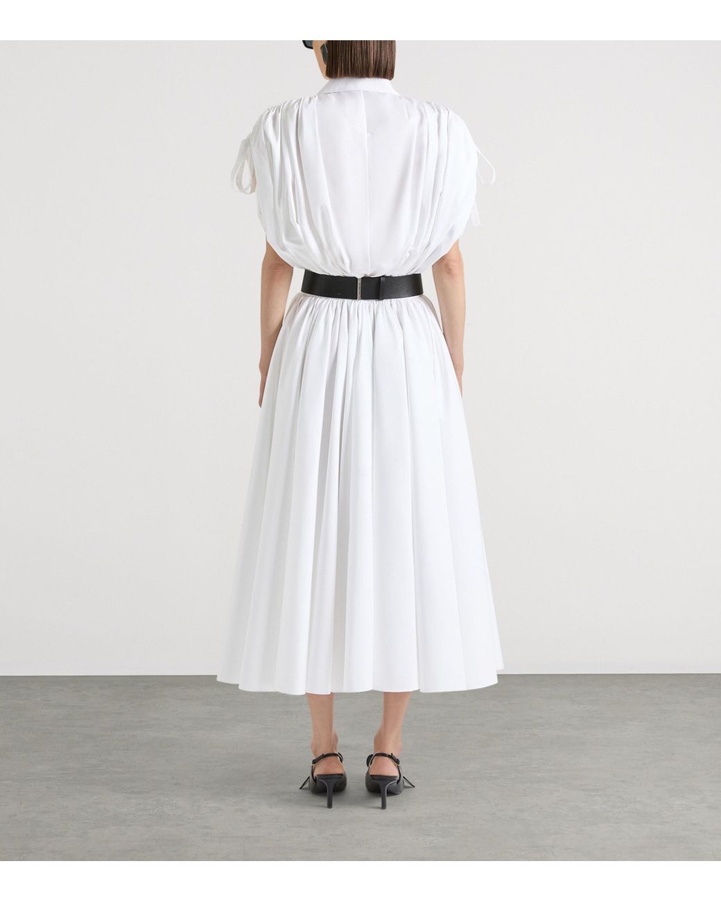 Givenchy White Cotton Bow-Detail Midi Shirt Dress
