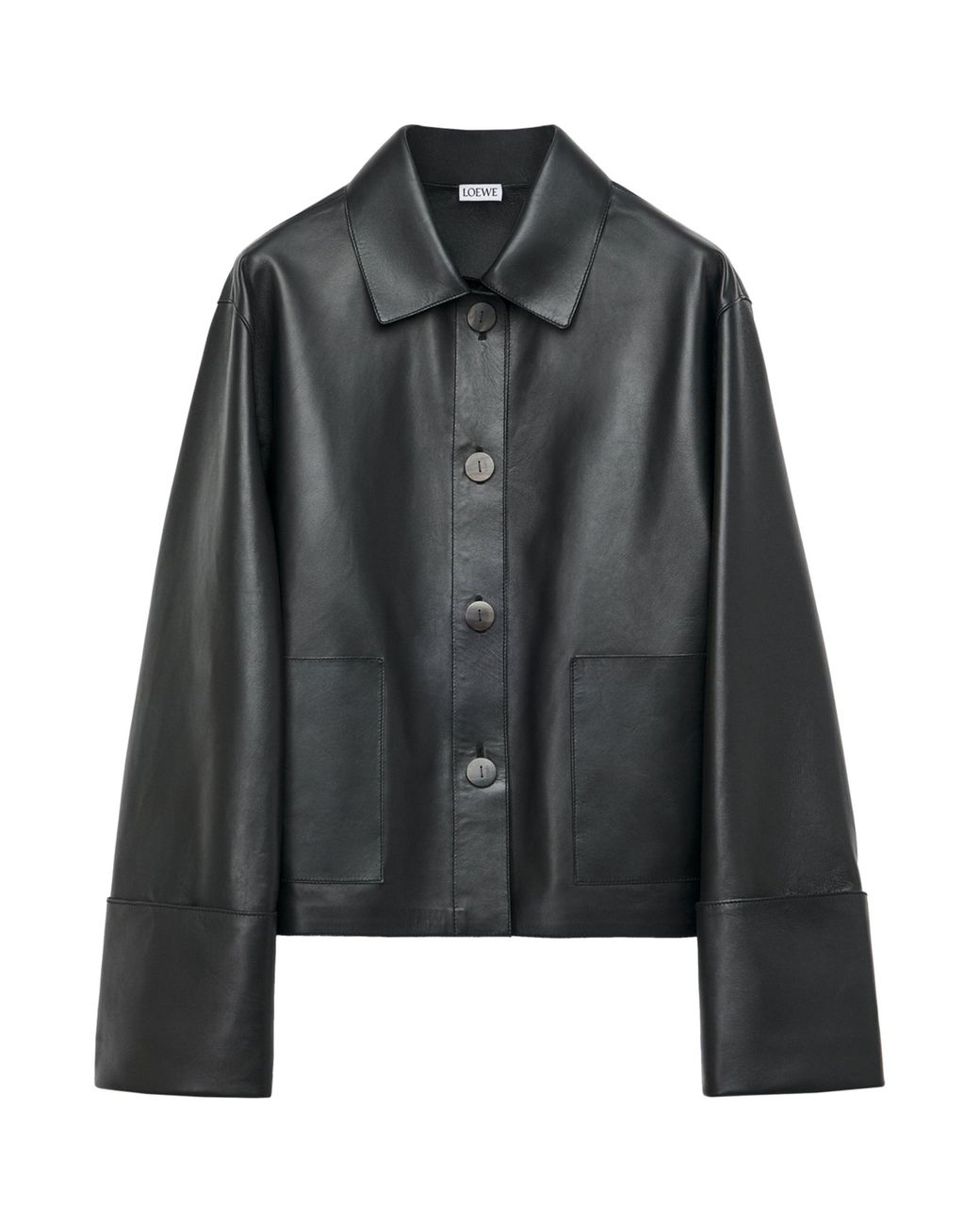 Loewe Black Leather Collared Jacket