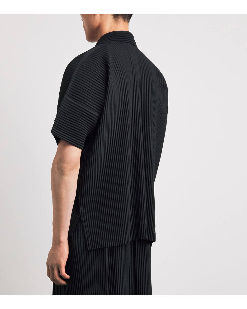 Homme Plissé Issey Miyake Black Pleated Short-Sleeve Shirt for men