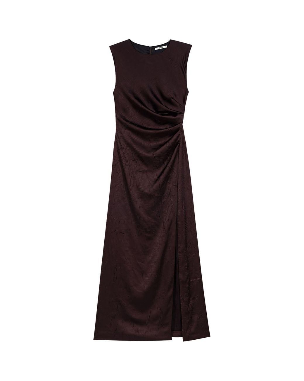 Maje Purple Ruched Sleeveless Midi Dress