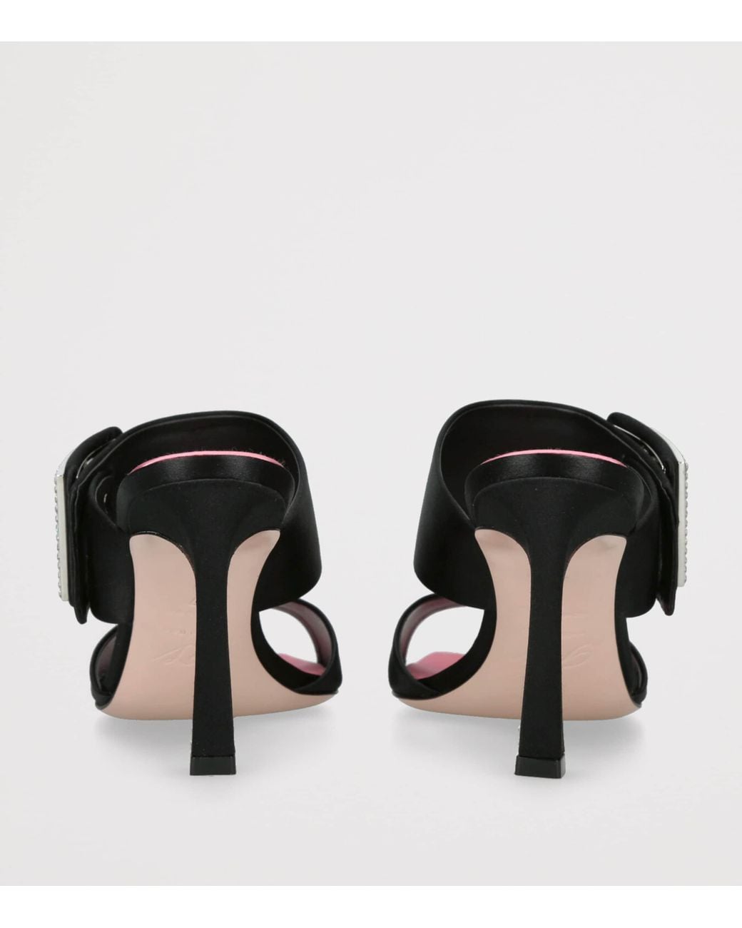 Roger Vivier Black Satin Trompette Wide-Strap Mules 85