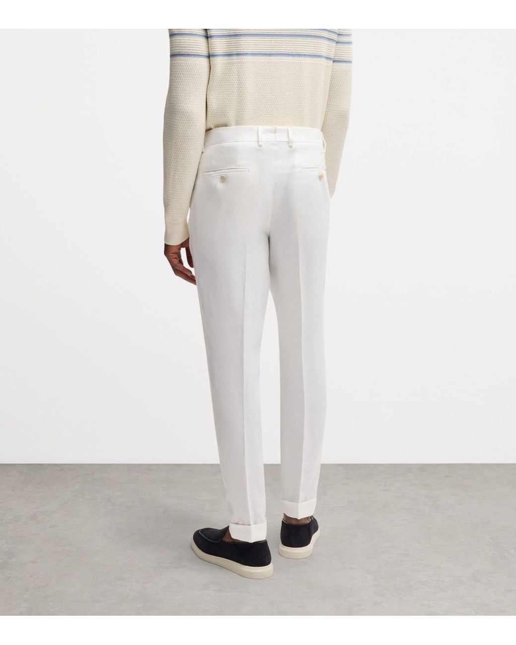 Boss White Linen Tailored Trousers for men