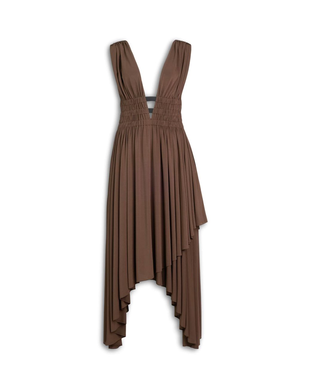 Alaïa Brown High-Low Midi Dress